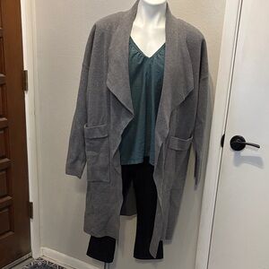 Gray Open Front Cardigan